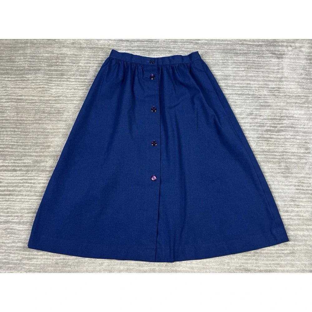 Brenda Johns Skirt Womens‎ Medium Blue A-Line Polyester Blend Midi Made in USA